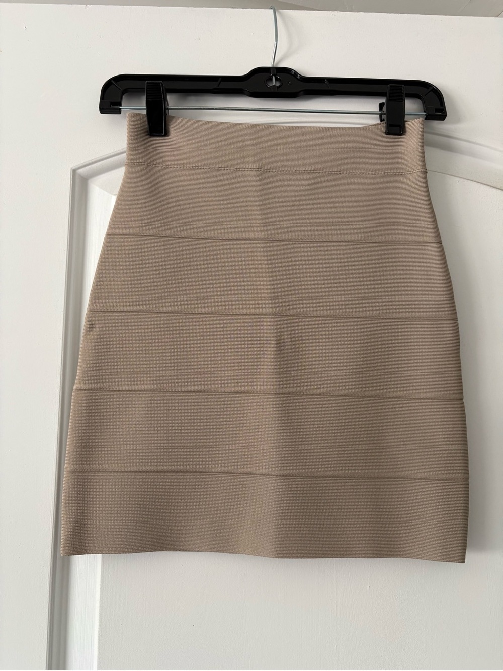 BCBGMaxAzria Taupe Bandage Mini Skirt